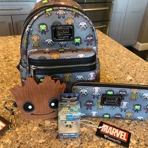 All NWT *Rare* Loungefly GOTG gray AOP